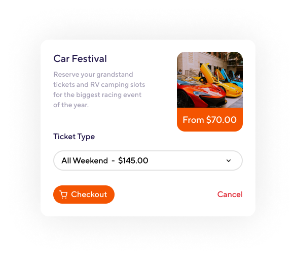 Event tickets checkout tile